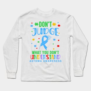 World Asthma Awareness Month Blue Ribbon Long Sleeve T-Shirt